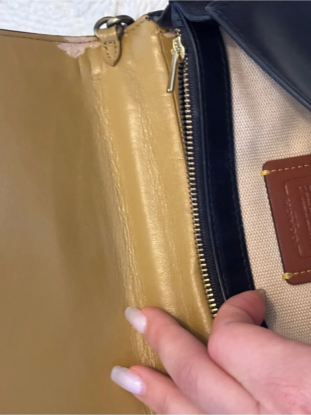 Coach Black Pebbled Leather Crossbody with Gold Turnlock Accent
